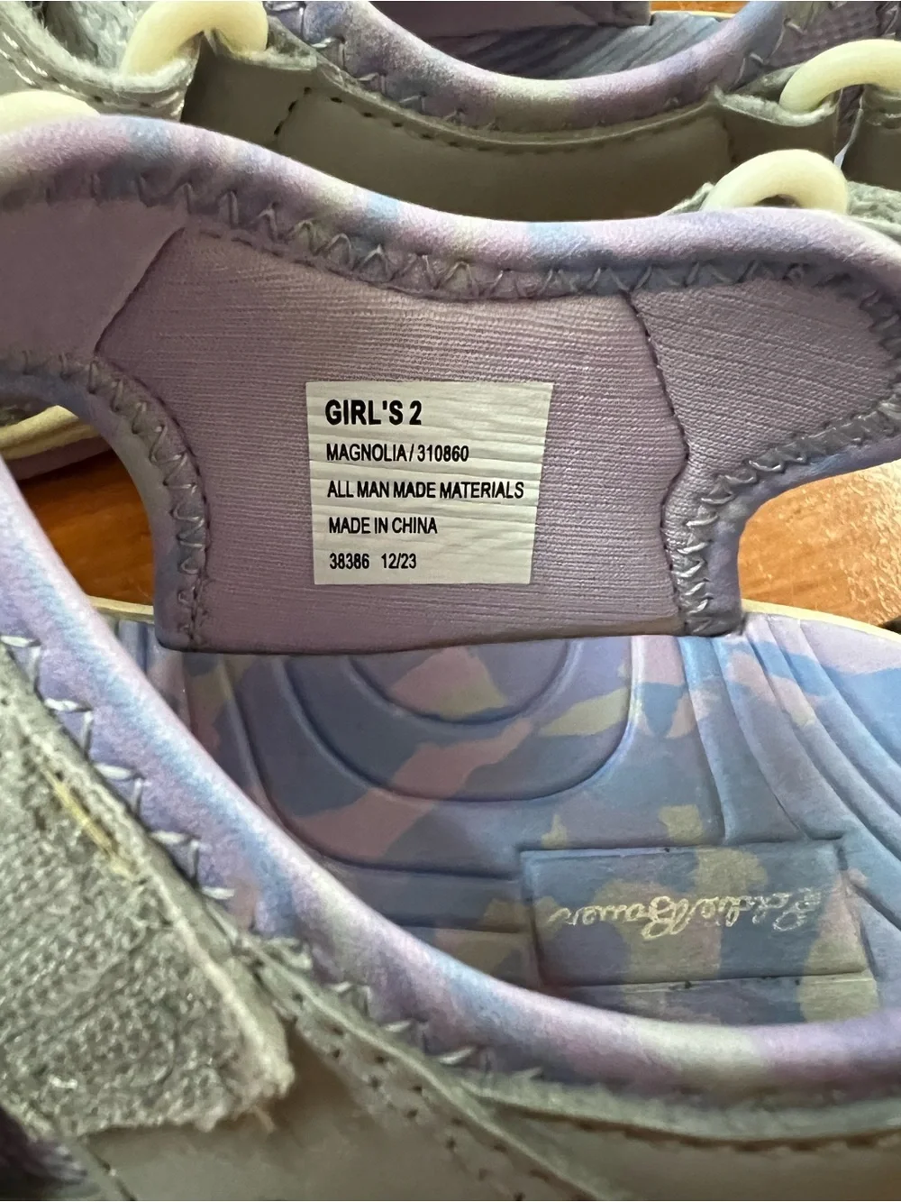 Eddie Bauer Magnolia Gray and Lavender Striped Insole Kids Sandals